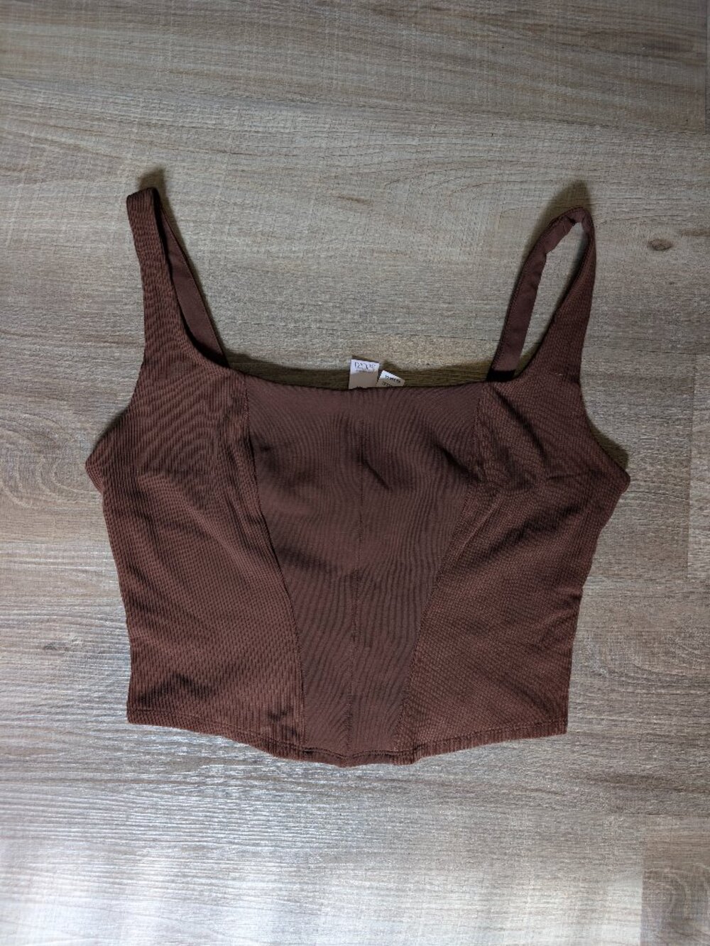 NWT Victoria's Secret PINK The Cinched Micro Corset Top Brown Crop Large